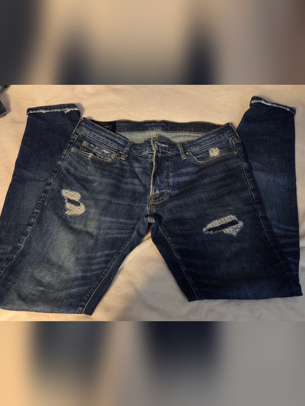 Abercrombie & Fitch Men's Dark Blue Slim Straight Jeans